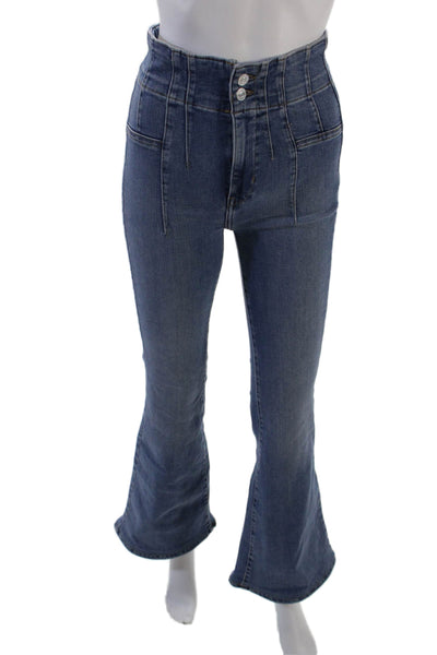 We The Free Womens High Waisted Pleated Flare Jeans Blue Size 26
