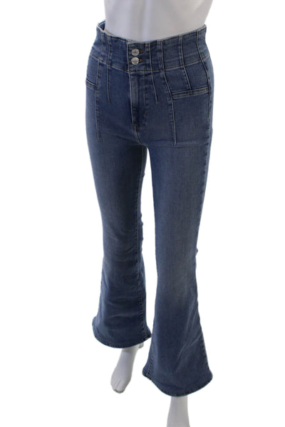 We The Free Womens High Waisted Pleated Flare Jeans Blue Size 26