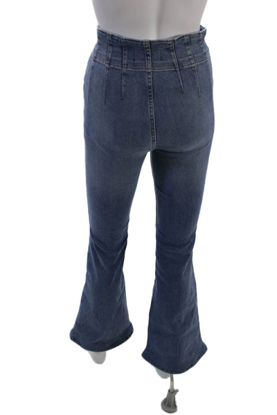 We The Free Womens High Waisted Pleated Flare Jeans Blue Size 26