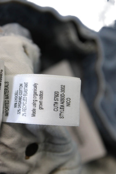 Agolde Womens Mid Rise Button Fly Distressed Straight Jeans Blue Size 27