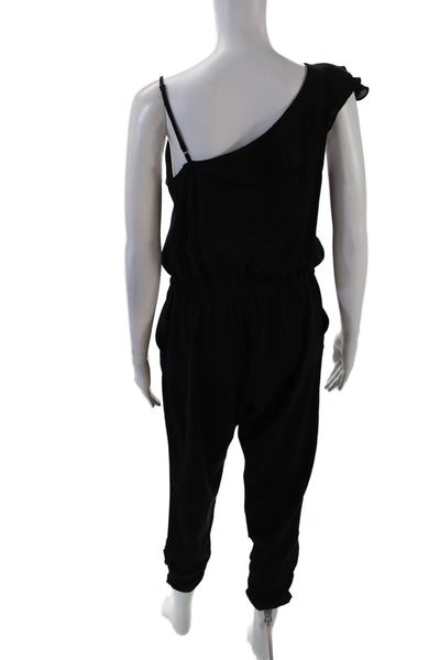 Parker Womens Ruffle Trim V Neck Sleeveless Jumpsuit Black Size 6