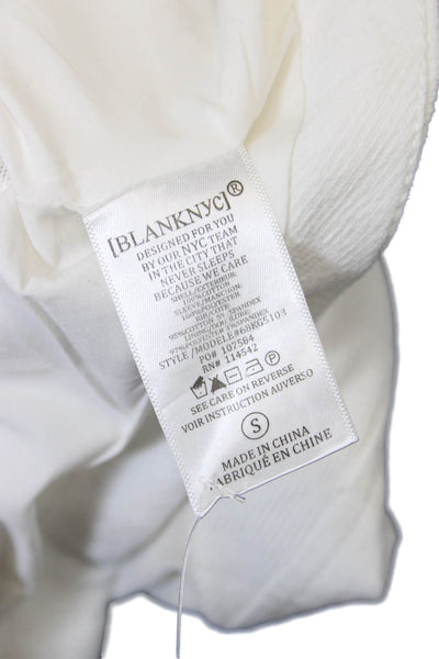 Blank NYC Womens Cotton Mesh Trim Double Asymmetric Zip Jacket White Size S