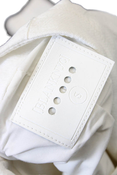 Blank NYC Womens Cotton Mesh Trim Double Asymmetric Zip Jacket White Size S