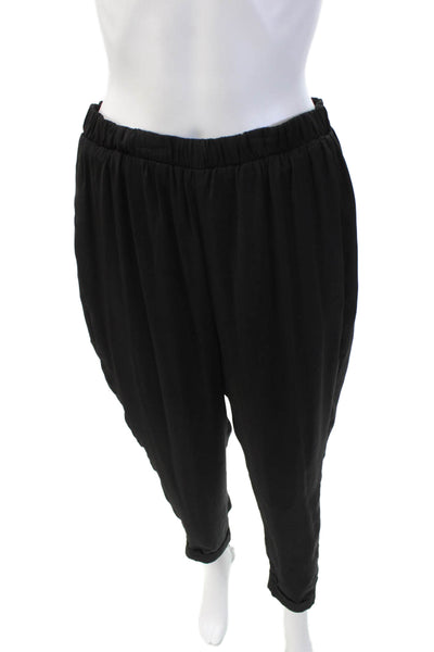 Lysse Womens Elastic Waist Straight Leg Cuffed Casual Pants Black Size M
