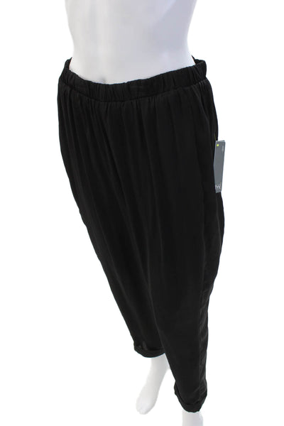 Lysse Womens Elastic Waist Straight Leg Cuffed Casual Pants Black Size M