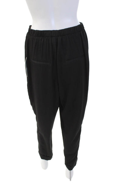 Lysse Womens Elastic Waist Straight Leg Cuffed Casual Pants Black Size M