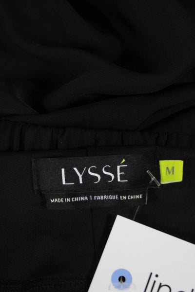 Lysse Womens Elastic Waist Straight Leg Cuffed Casual Pants Black Size M