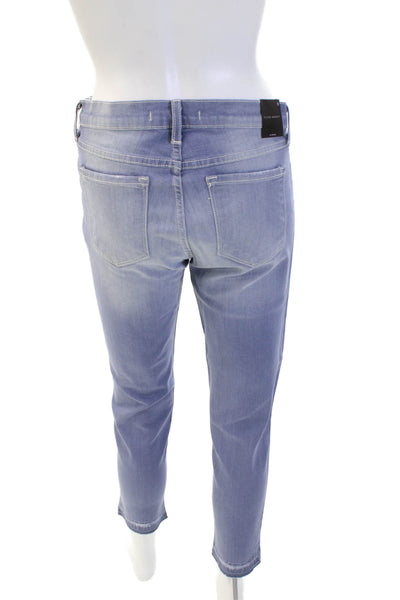 Flying Monkey Womens Cotton Denim Print Fray Hem Skinny Pants Blue Size 30
