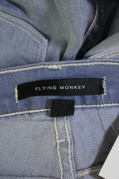 Flying Monkey Womens Cotton Denim Print Fray Hem Skinny Pants Blue Size 30