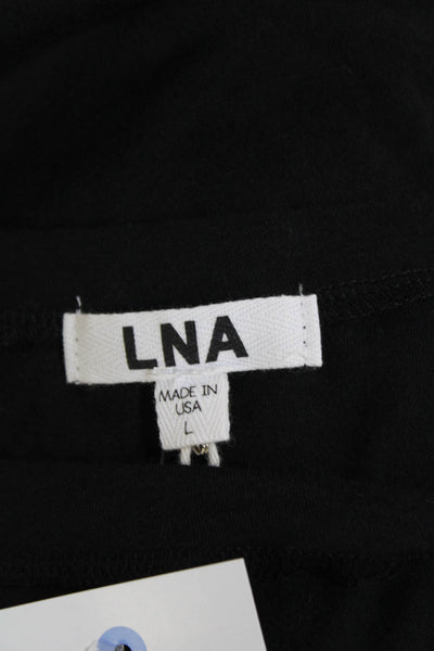 LNA Womens Cotton Double Cut Round Neck Sleeveless Tank Top Black Size L