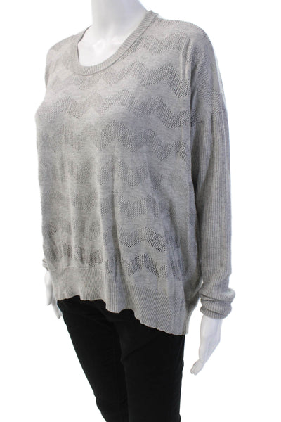 Wilt Womens Silk Woven Pattern Knit Round Neck Pullover Sweater Gray Size L