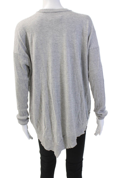 Wilt Womens Silk Woven Pattern Knit Round Neck Pullover Sweater Gray Size L