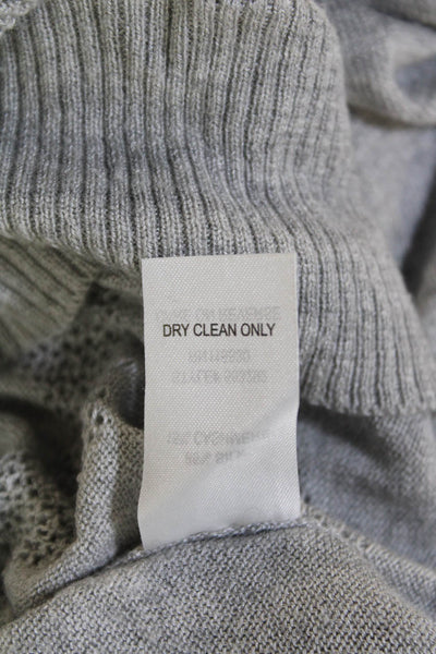 Wilt Womens Silk Woven Pattern Knit Round Neck Pullover Sweater Gray Size L