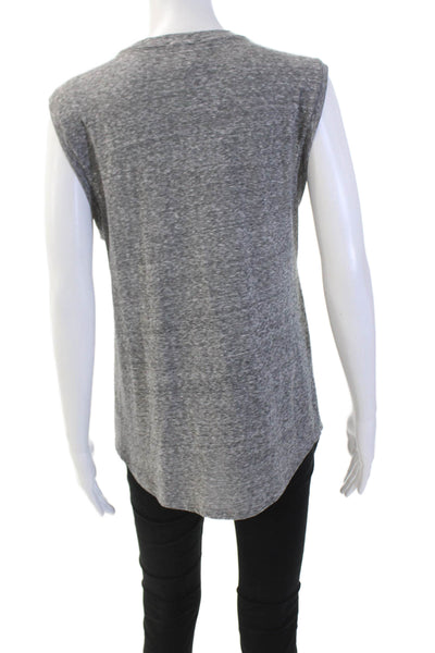 J Crew Womens Cotton Sleeveless Jeweled Tank Top Gray Size M