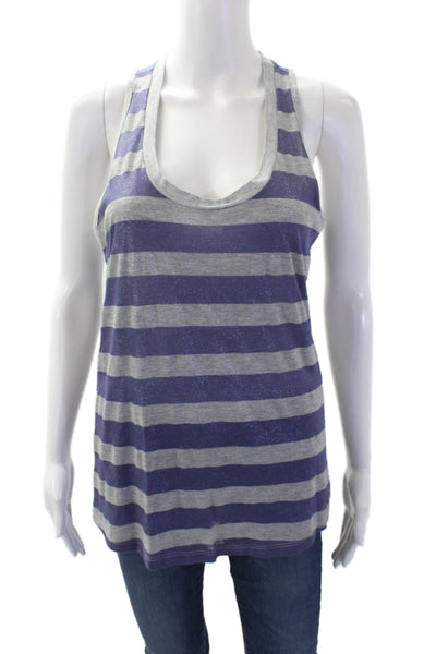 Splendid Womens Scoop Neck Metallic Striped Tank Top Purple Size M