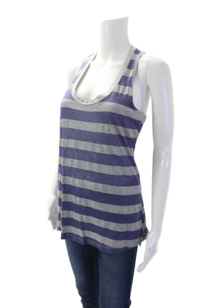 Splendid Womens Scoop Neck Metallic Striped Tank Top Purple Size M