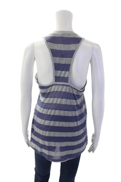 Splendid Womens Scoop Neck Metallic Striped Tank Top Purple Size M