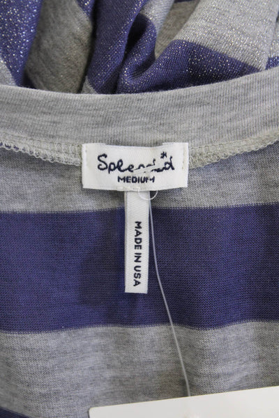 Splendid Womens Scoop Neck Metallic Striped Tank Top Purple Size M
