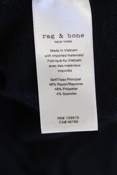 Splendid Womens Long Sleeve Crewneck Curve Hem T Shirt Blue Size S