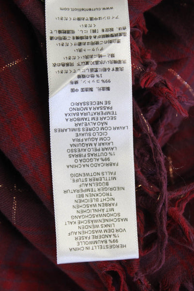 Current/Elliott Womens Metallic Cotton Long Sleeve Blouse Top Red Size 1