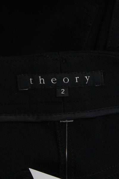 Theory Womens Four Pocket Button Closure Mid-Rise Skinny Pants Black Size 2
