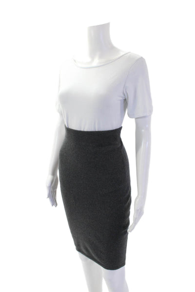 Vince Womens Wool Blend Knit Elastic Waist Knee Length Pencil Skirt Gray Size XS
