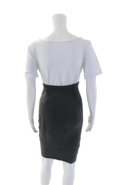 Vince Womens Wool Blend Knit Elastic Waist Knee Length Pencil Skirt Gray Size XS