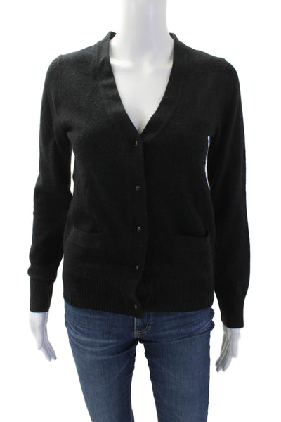 J Crew Womens Button Down Cardigan Sweater Black Wool Blend Size Small