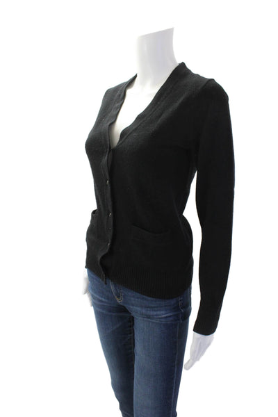 J Crew Womens Button Down Cardigan Sweater Black Wool Blend Size Small