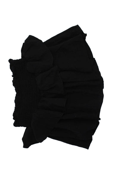Katie J Girls Smocked Waistband Tiered Ruffled Mini Skirt Black Size Medium