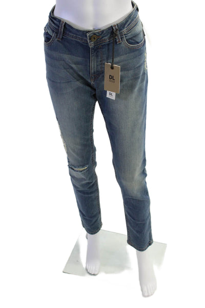 DL1961 Womens Cotton Distressed Zippered Amanda Skinny Jeans Blue Size 30