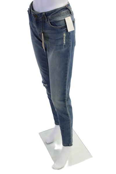 DL1961 Womens Cotton Distressed Zippered Amanda Skinny Jeans Blue Size 30