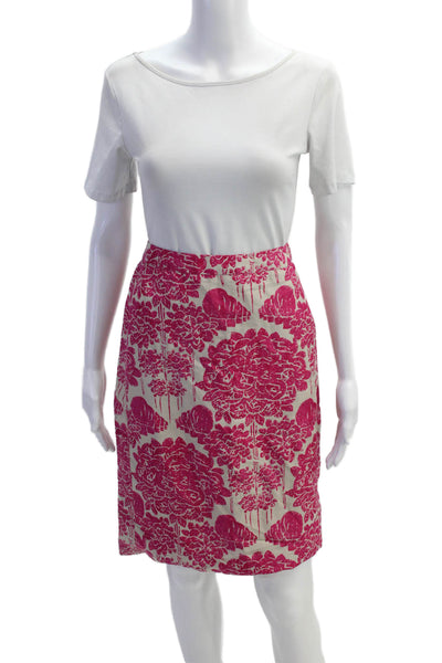 Rachel Comey Womens Silk Zippered Floral Print Knee Length Skirt Pink Size 4