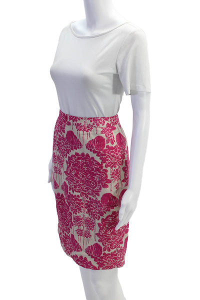 Rachel Comey Womens Silk Zippered Floral Print Knee Length Skirt Pink Size 4