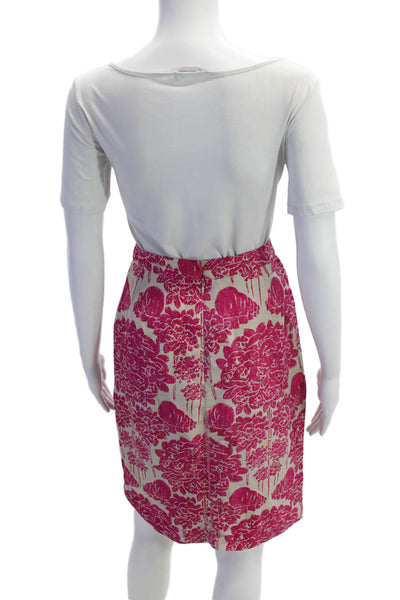 Rachel Comey Womens Silk Zippered Floral Print Knee Length Skirt Pink Size 4