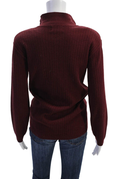 Adolfo Womens Long Sleeves Crew Neck Sweater Wine Red Wool Blend Size Small