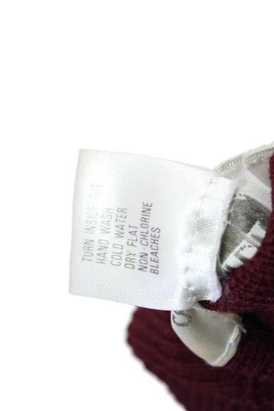 Adolfo Womens Turtleneck Sweater Skirt Set Wine Red Wool Blend Size Small
