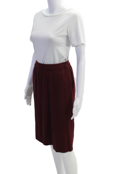 Adolfo Womens Turtleneck Sweater Skirt Set Wine Red Wool Blend Size Small