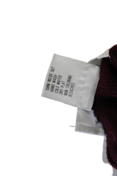 Adolfo Womens Turtleneck Sweater Skirt Set Wine Red Wool Blend Size Small
