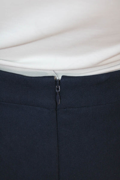 J Crew Womens Cotton Zippered Knee Length Straight Skirt Blue Size 8