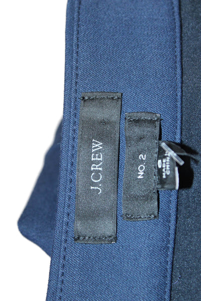 J Crew Womens Cotton Zippered Knee Length Straight Skirt Blue Size 8