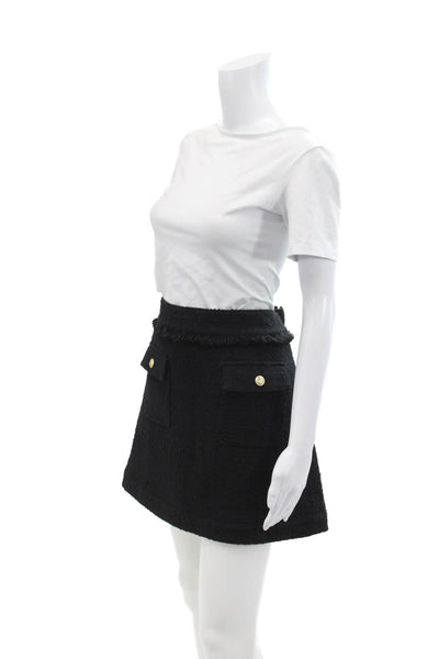 J Crew Womens Back Zip Double Pocket Front Tweed Mini Skirt Black Size 10