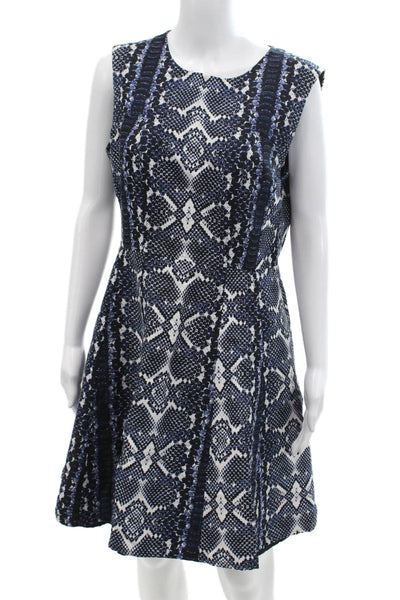 Nanette Lepore Womens Snakeskin Print Sleeveless A-Line Mini Dress Blue Size 12