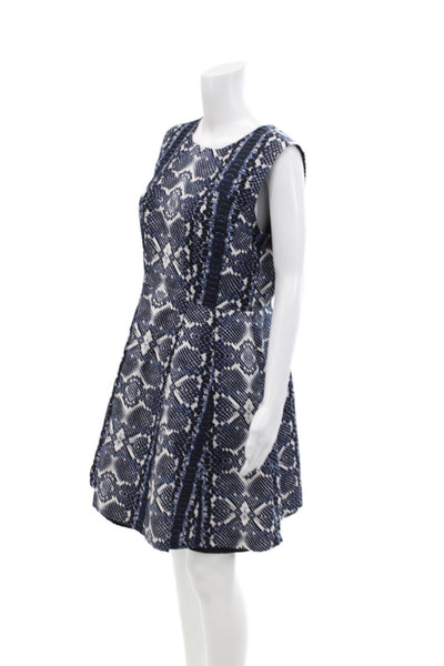 Nanette Lepore Womens Snakeskin Print Sleeveless A-Line Mini Dress Blue Size 12