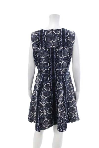 Nanette Lepore Womens Snakeskin Print Sleeveless A-Line Mini Dress Blue Size 12