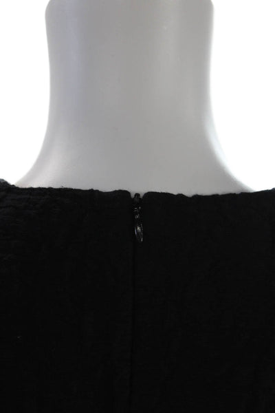 Zara Womens Back Zip Sleeveless Crew Neck Knit Mini Dress Black Cotton Large