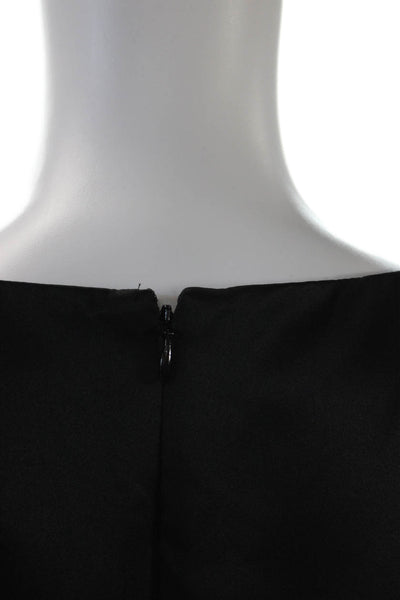 J Crew Womens Back Zip Short Sleeve Crew Neck Satin Mini Dress Black Size 10