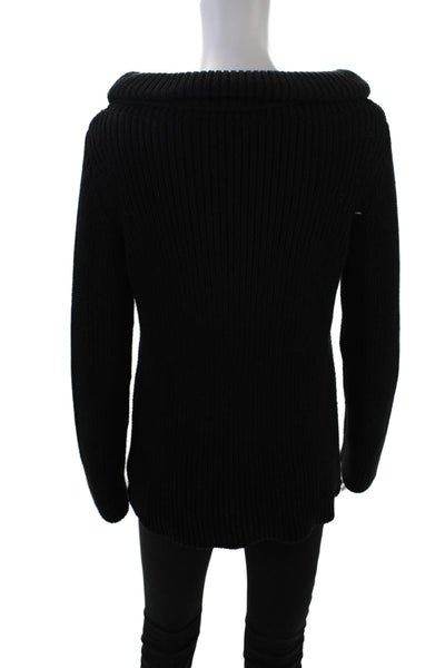 DKNY Womens Long Sleeve Tube Neck Knit Sweater Black Cotton Size Small