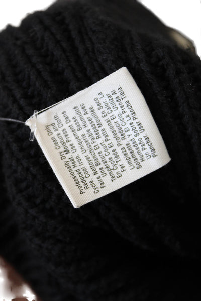 DKNY Womens Long Sleeve Tube Neck Knit Sweater Black Cotton Size Small