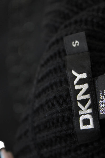 DKNY Womens Long Sleeve Tube Neck Knit Sweater Black Cotton Size Small